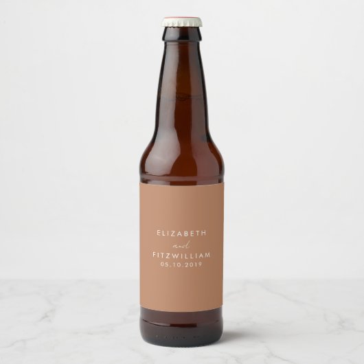Boho Caramel Mocha Wedding Bier Etiket (Voorkant)