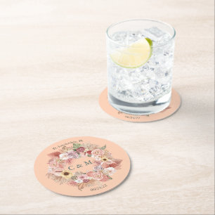 Boho Caramel-Tone Floral Collage Paper Onderzetter