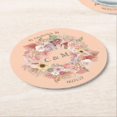 Boho Caramel-Tone Floral Collage Paper Onderzetter (Gebogen)