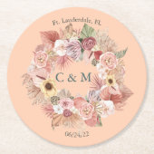 Boho Caramel-Tone Floral Collage Paper Onderzetter (Voorkant)
