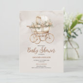 Boho  Carriage Baby shower Kaart (Staand voorkant)