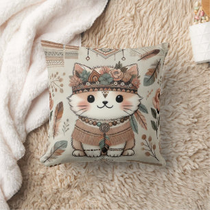 Boho Cartoon Katten Decoratief Kussen – Schattige