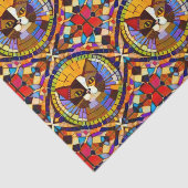 Boho Cat - Calico Portrait in Mosaic Tegels Fun Tissuepapier (Detail)