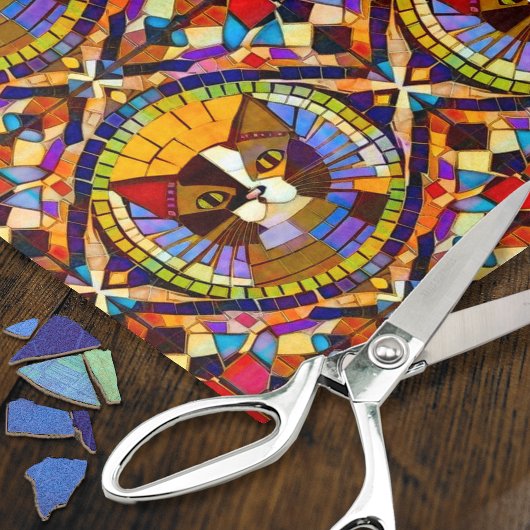 Boho Cat - Calico Portrait in Mosaic Tegels Fun Tissuepapier