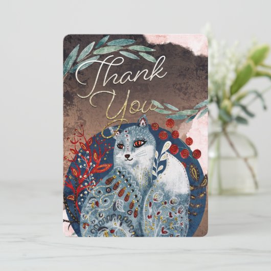 Boho  Cat Dank je Kaart (Staand voorkant)