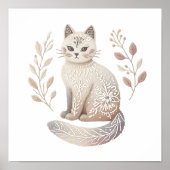 Boho Cat esthetische minimalistische Feline Wall A Poster (Voorkant)