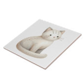 Boho Cat Keramische Tegel Geborduurd Beige Kat Tegeltje (Zijkant)