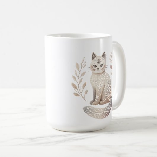 Boho Cat Mok Elegante minimalistische Feline Coffe (Voorkant rechts)