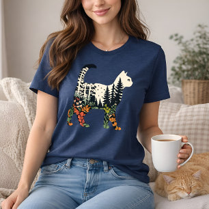 Boho Cat Plants Bloemrijke Natuur T-shirt voor Kat