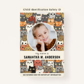 Boho Cats Custom Moderne Foto Kind Identificatie Badge (Voorkant)