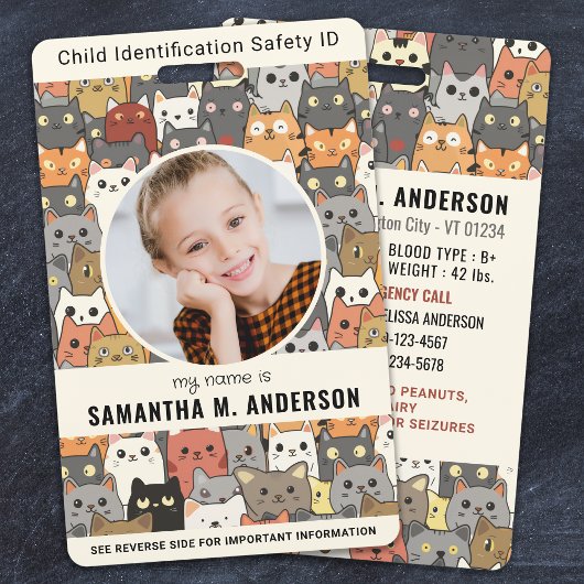 Boho Cats Custom Moderne Foto Kind Identificatie Badge