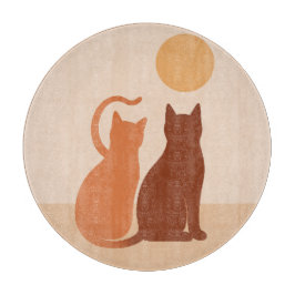 Boho Cats Sunset Desert ronde snijplank