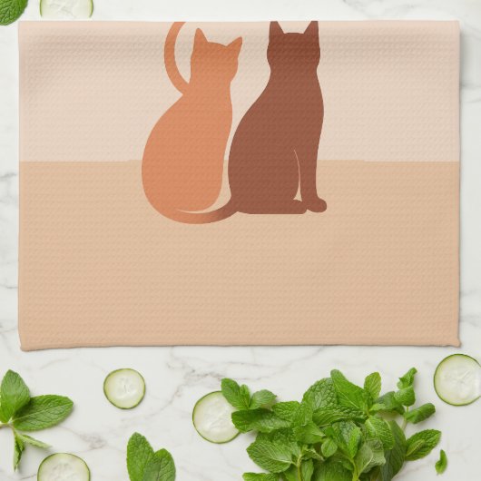 Boho Cats Sunset Desert Theedoek (Gevouwen)