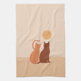 Boho Cats Sunset Desert Theedoek