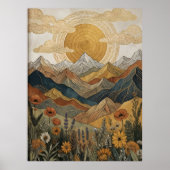 Boho Celestiaal Mandala Zon Bergweide Poster (Voorkant)