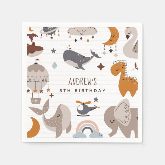 Boho Celestial Animals Bohemian Rainbow Kind Party Servet (Voorkant)