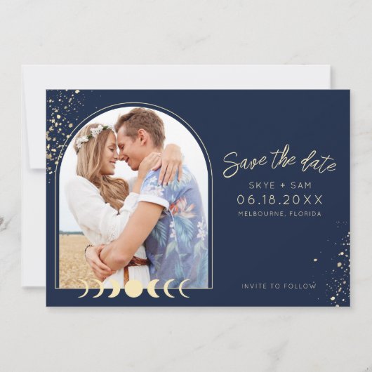 Boho Celestial Arch Foto Bruiloft Save The Date (Voorkant)