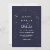 Boho Celestial Arch Moon Night QR Code Wedding Kaart (Voorkant)