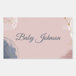 Boho Celestial Baby Shower Favor Tag | Gouden Maan Rechthoekige Sticker