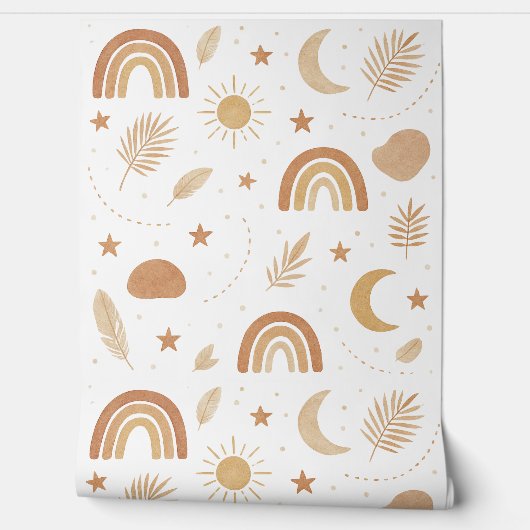 Boho Celestial Babykamer Behang (Afrollen)