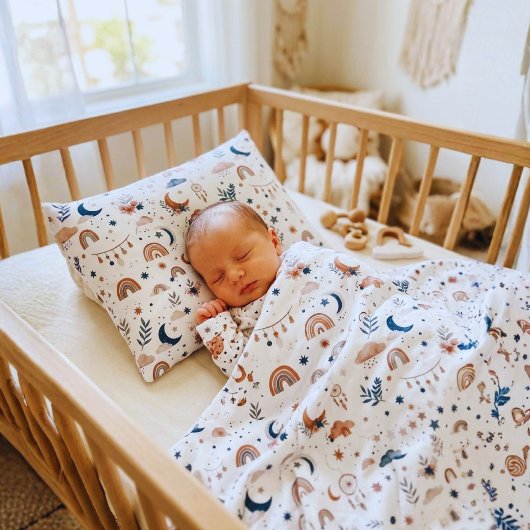 Boho Celestial Babykamer | Neutrale Maan en Sterr Accent Kussen