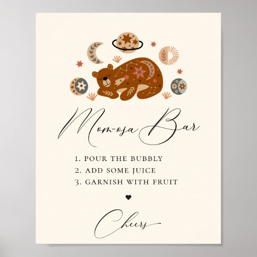 Boho Celestial Bear Mom-osa Bar Poster (Voorkant)