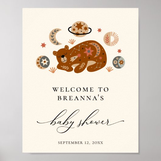 Boho Celestial Beer Baby shower Welkom Poster (Voorkant)