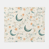 Boho Celestial Bloem Maans Patroon (1) Fleece Deken (Voorkant (Horizontaal))