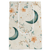 Boho Celestial Bloem Maanspatroon (1) Medium Cadeauzakje (Achterkant)
