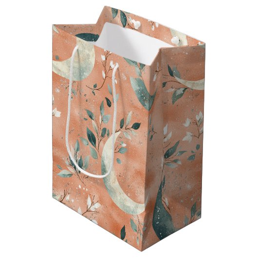 Boho Celestial Bloem Maanspatroon (5) Medium Cadeauzakje (Voorkant Gekanteld)