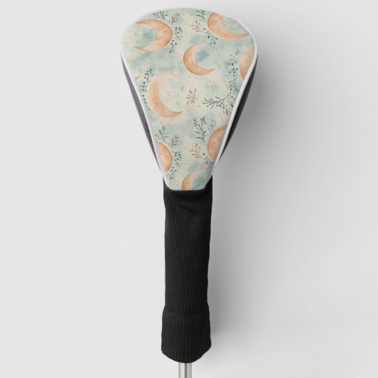 Boho Celestial Bloem Maanspatroon (8) Golfheadcover (Voorkant)