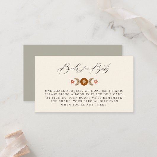 Boho Celestial Book Request Enclosure Card Plaatskaartje (Voorkant / Achterkant in situ)