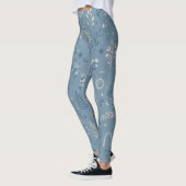 Boho Celestial Botanische Stof Blauw Actieve Kledi Leggings (Links)