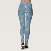 Boho Celestial Botanische Stof Blauw Actieve Kledi Leggings (Achterkant)