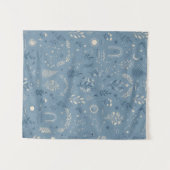 Boho Celestial Botanische Stof Blauw Muurdecoratie Wandkleed (Voorkant (horizontaal))