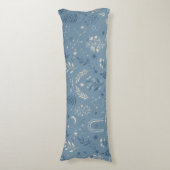 Boho Celestial Botanische Stof Stof Blau Beddengoe Lichaamskussen (Voorkant Verticaal)