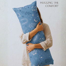 Boho Celestial Botanische Stof Stof Blau Beddengoe Lichaamskussen