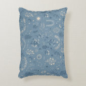 Boho Celestial Botanische Stof Stof Blauw Knus Accent Kussen (Voorkant(Verticaal))