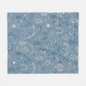 Boho Celestial Botanische Stof Stof Blauw Knus Dek Fleece Deken (Voorkant (Horizontaal))
