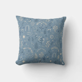 Boho Celestial Botanische Stof Stof Blauw Kussen