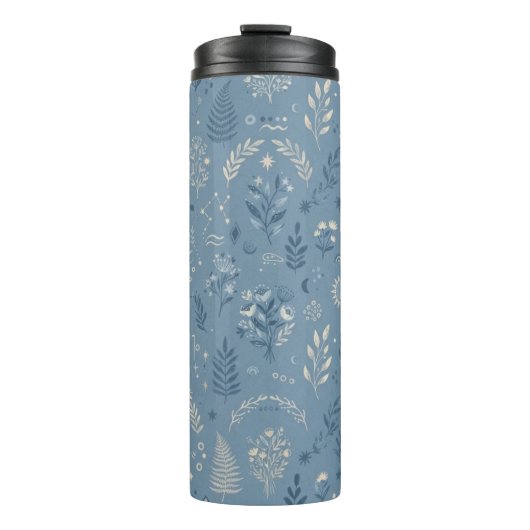 Boho Celestial Botanische Stofblauwe Drinkware Thermosbeker (Voorkant)