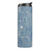Boho Celestial Botanische Stofblauwe Drinkware Thermosbeker (Gedraaid links)