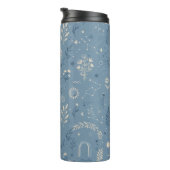 Boho Celestial Botanische Stofblauwe Drinkware Thermosbeker (Geroteerd rechts)