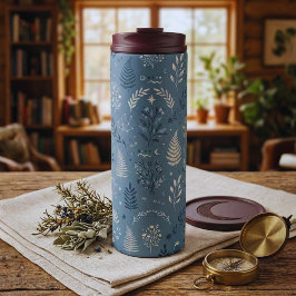 Boho Celestial Botanische Stofblauwe Drinkware Thermosbeker
