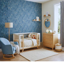Boho Celestial Botanische Stofblauwe Patroon