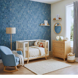 Boho Celestial Botanische Stofblauwe Patroon Behang