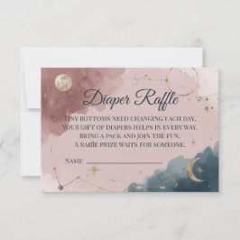 Boho Celestial Diaper Raffle Card | Gold Moon Bedankkaart