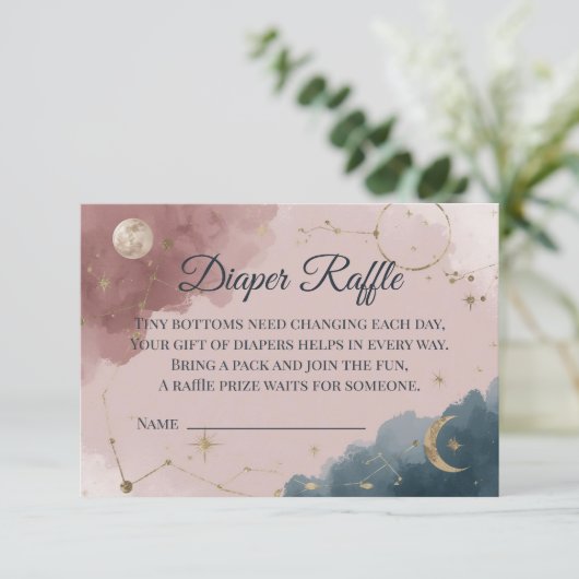 Boho Celestial Diaper Raffle Card | Gold Moon Bedankkaart (Staand voorkant)