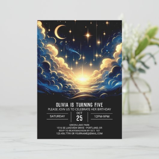 Boho Celestial Digitale Verjaardag Kaart (Staand voorkant)