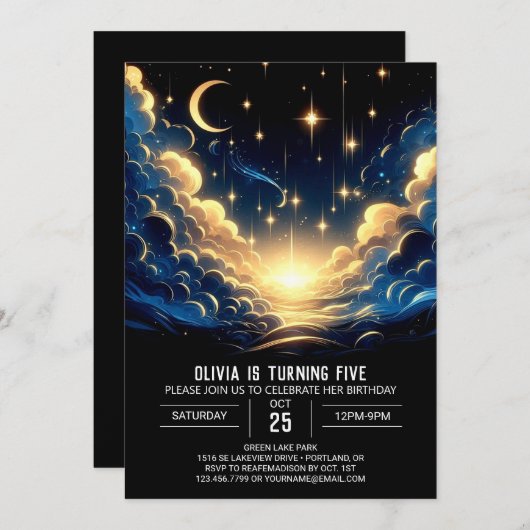 Boho Celestial Digitale Verjaardag Kaart (Voorkant / Achterkant)